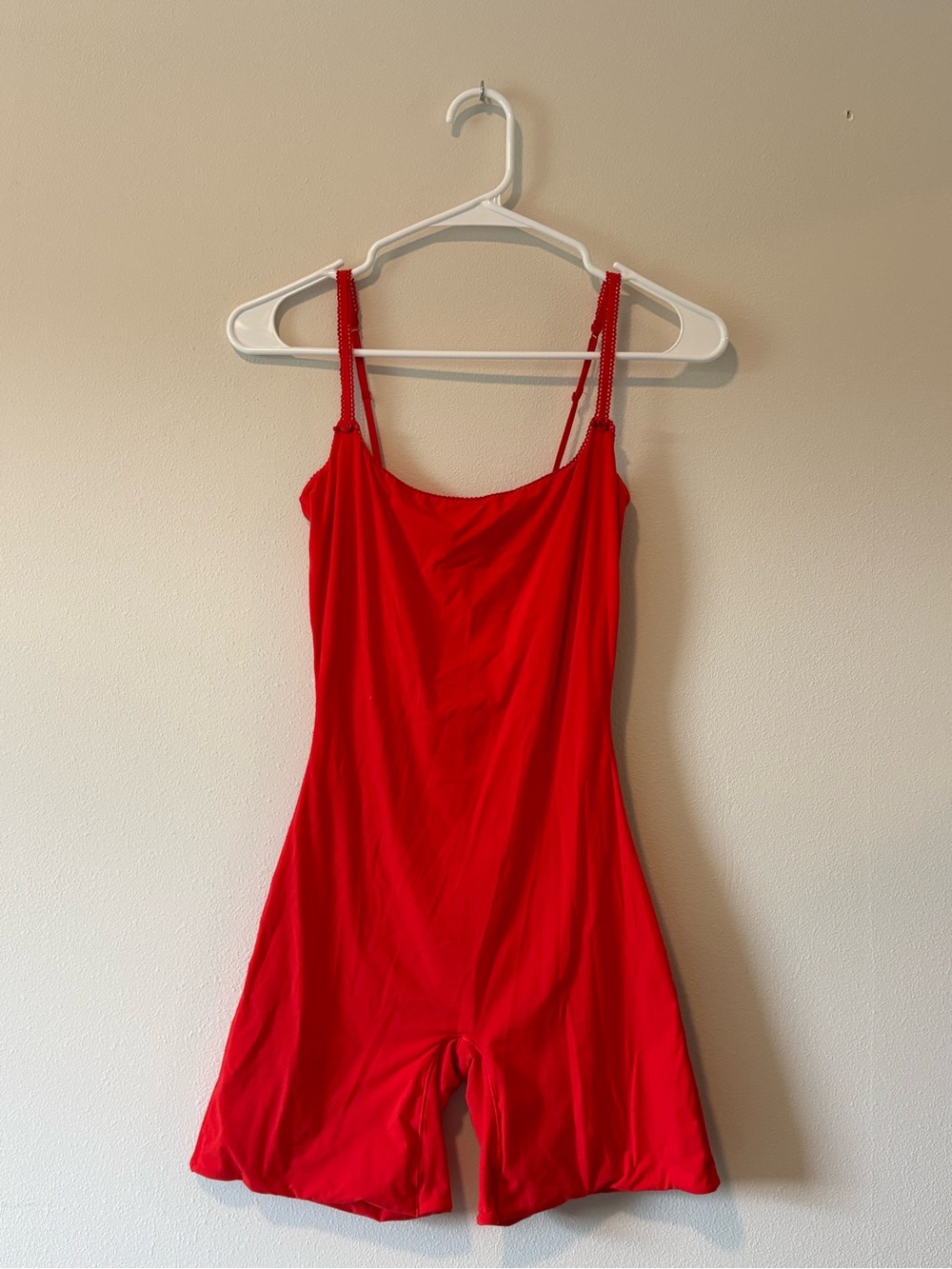 SKIMS Red Slip Romper with Adjustable Straps - VDAY Collection